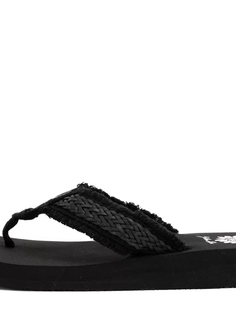 Yellow box Fianni black flip flops medium width new in box
